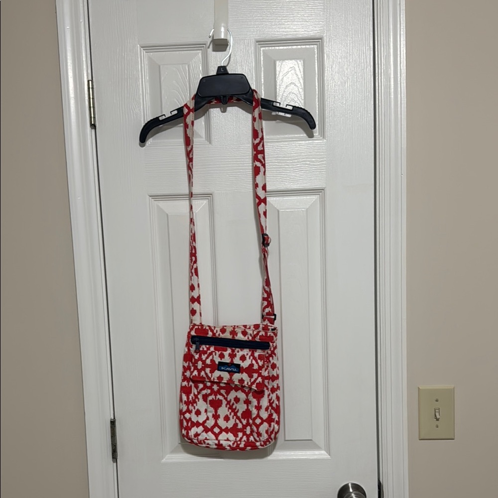 Kavu Red and White Crossbody Bag with Adjustable Strap